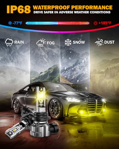 Image of Auxbeam 9006 Fog Lights Golden Yellow Offroad Lights 10000LM | 400% brightness, quick installation, all in one design, fanless, quiet, plug and play, 3000k golden yellow