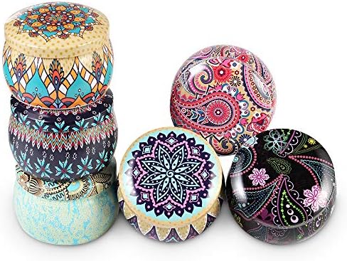 Candle Jars 6pcs Candle Making Kit Empty Metal Jar Tins Container Storage case Vintage Printed Coffee Tea Cans DIY Candle Wax Holder Jewelry Box Home Decorations Box