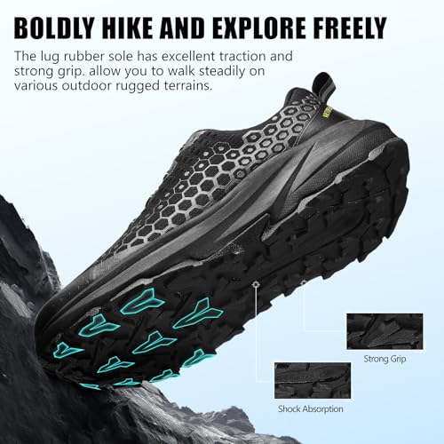 Image of Men's Wide Trail Running Shoes Comfortable Cushioned Hiking Walking Shoes with Arch Support Stability Non Slip Workout Cross Training Sneakers
