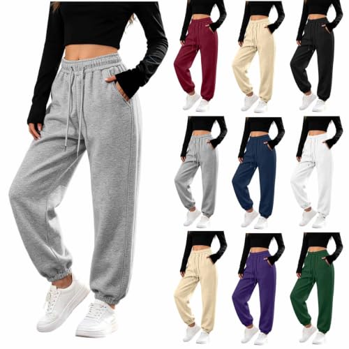 XUNRYAN Fleece Joggers for Women Elastic Waist Gym Sweatpants with Pockets - image 1