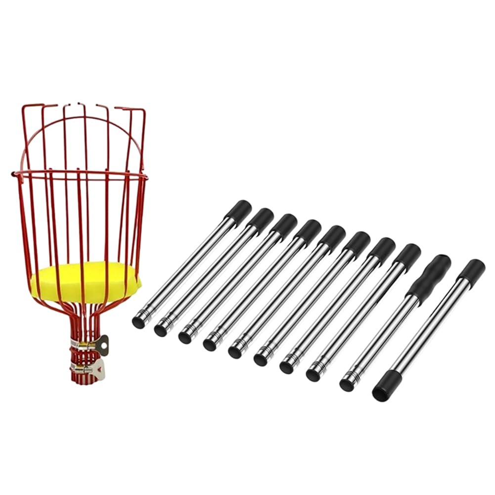 Littimoon Fruit Picker Cage Shaped 4M Fruit Head Picking Tool for Peach Loquat Pear Fruits Removable Fruit Picker for Farm Garden