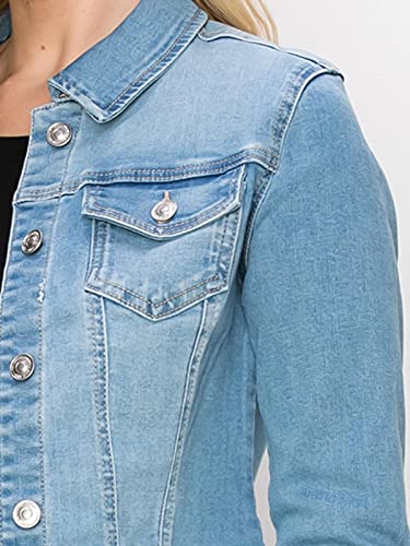 Fashionmille Women's Classic Casual Stretch Fit Denim Jean Jacket-Fwj1254-A Lt Denim-S #TOP5