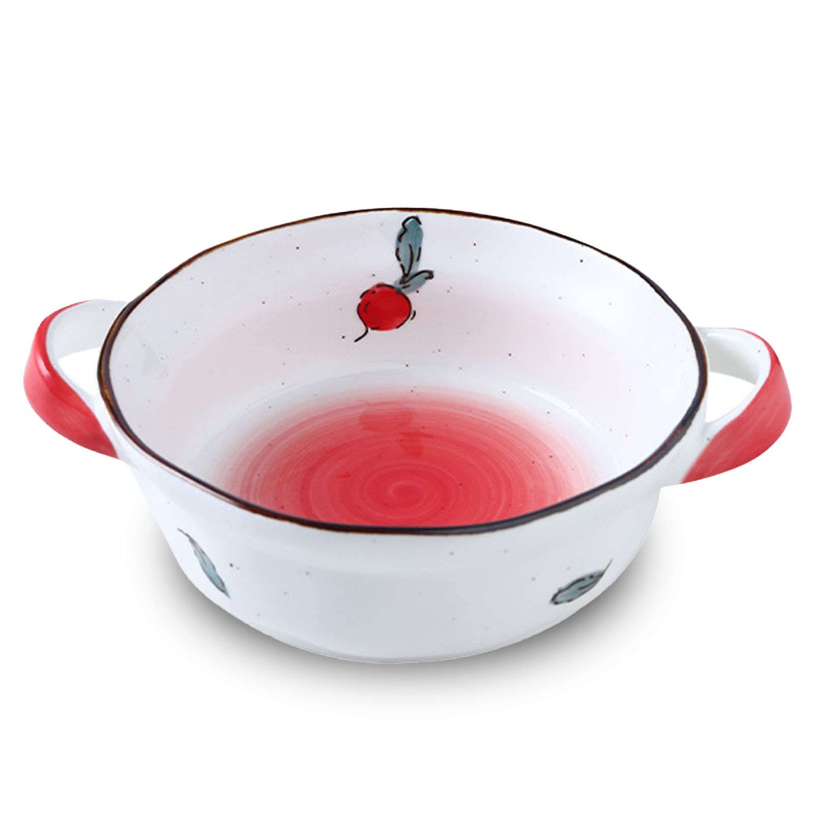 Bol à Salade, Bols À Soupe, Bol En Céramique Avec Poignée, Bol À Ramen En Céramique, Grand Bol À Riz, Bol À Nouilles Udon, Bol À Soupe Passe Au Micro-Ondes-rose-20x15x6cm, 650ml ( Color : Blueberry ,