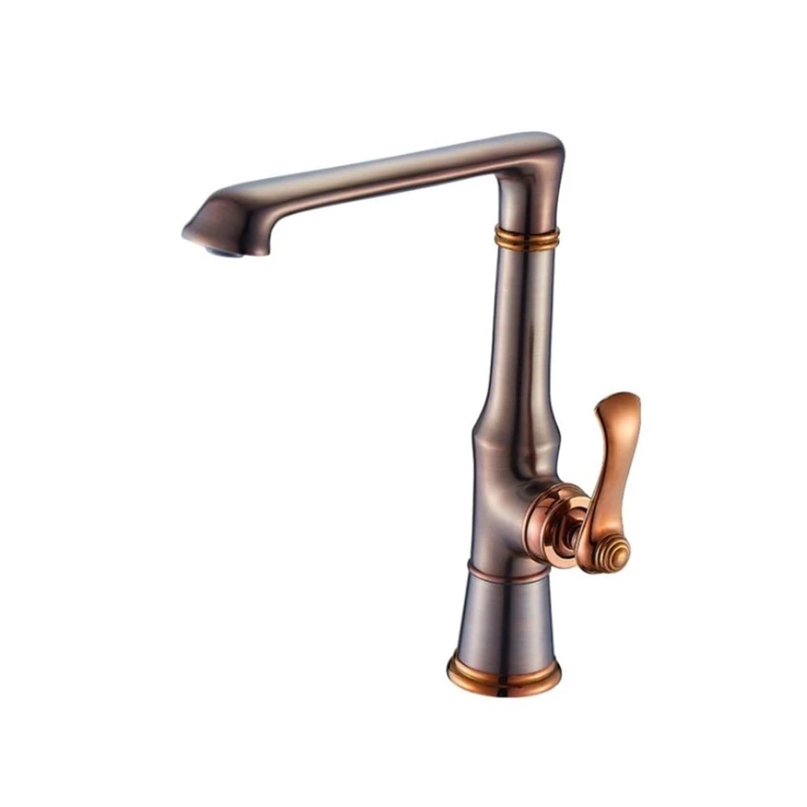 Grifos de lavabo alto en latón cromado oro rosa con monomando para agua fría y caliente