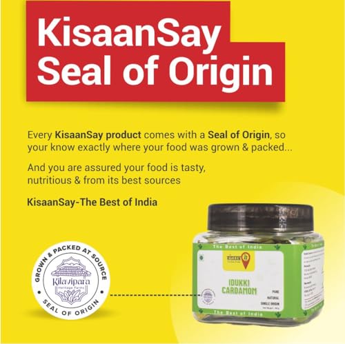 Image of KisaanSay Idukki Cardamom 100 gm | Bold Size (7 to 8 mm) | Natural Elaichi | Distinctive Flavour & Aroma | No Artificial Colors | elaichi green