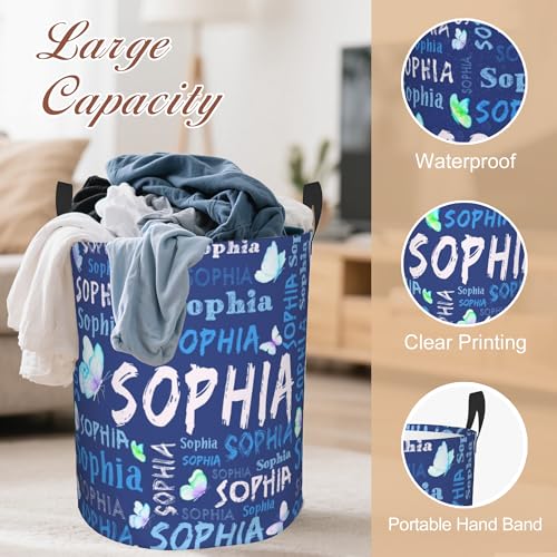 Image of Custom Name Laundry Hamper, Personalized Laundry Basket with Name for Laundry Room Dorm Bedroom, Customized Name Dirty Clothes Hamper with Handles for Clothes Toy Boys Girls Men Women