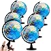 Henoyso 6 Pcs World Globe for Kids Learning, 4.6 Inches Desk Classroom Decorative Globe, Earth Globes of the World with Stand, Interactive Educational World Globe Map for Adults Geography Table Decor, Blue