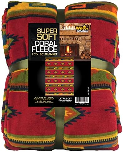 Aztec Southwestern Soft Coral Fleece Throw Blanket 70 x 90