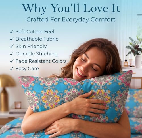 Image of VAS COLLECTIONS 240 TC Cotton Double Bedsheet with 2 Pillow Covers, Ultra Soft & Breathable Bed Sheet Set, Skin Friendly, Fade Resistant, Easy Care Bedding, 90 x 100 Inches - Powder Blue