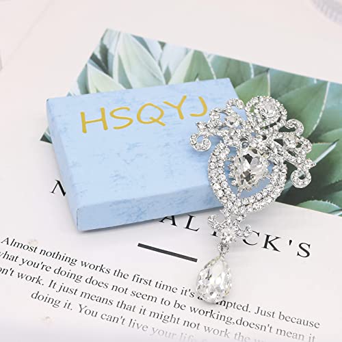 Image of Crystal Pearl Flower Brooches Pins Fashion Beautiful Created Rhinestone Floral Brooch Good Idea for Party Dance Wedding Banquet for Elegant Women Girl