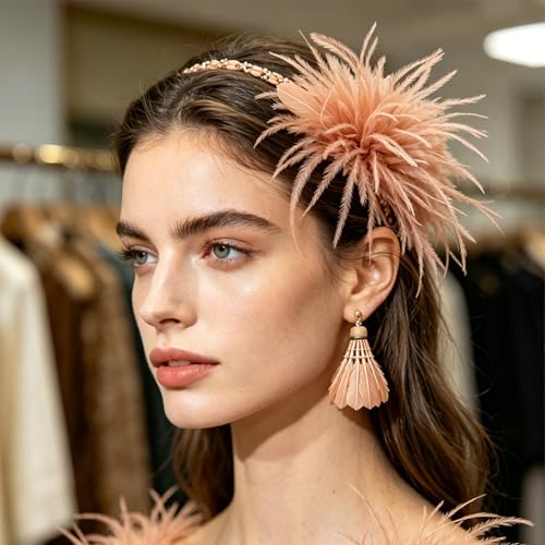 Image of CSIYANJRY99 Dainty Feather & Rose Flower Large Brooch Lapel Pins Delicate Elegant Handmade Flower Brooches Pin Classic for Wedding Party Dance Banquet for Women Dress Suit Ceremony Clothes Accessories Jewelry Valentine's Day Gifts