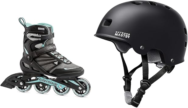 Rollerblade Zetrablade Womens Adult Fitness Inline Skate, Black and Light Blue, Performance Inline Skates