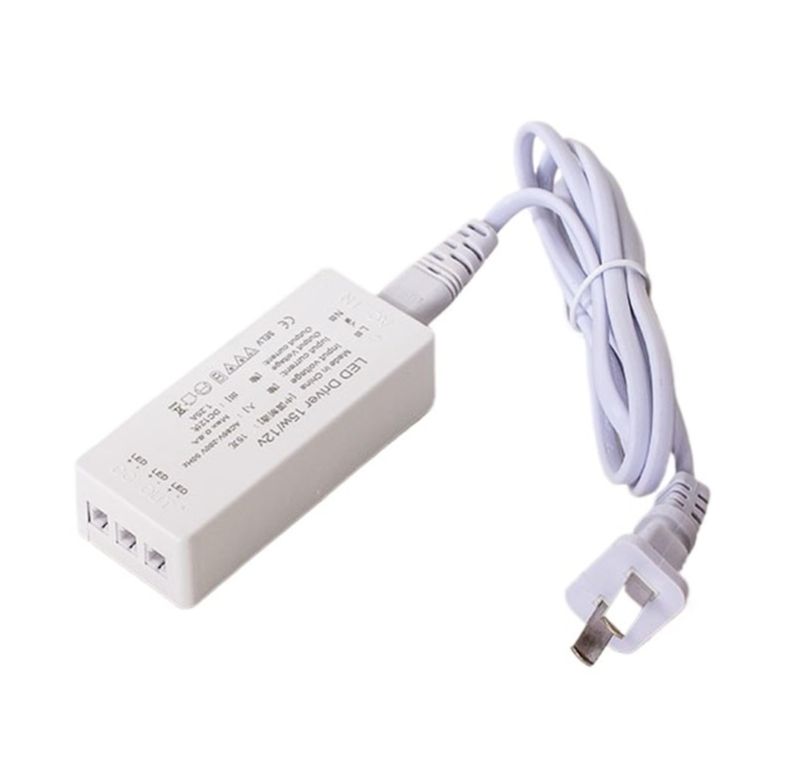 PWANUIGTE LED Cabinet Light Power Supply 12V 12W 15W 18W 24W 36W 72W 100W Strip Transformer Constant Voltage(15W-3 output ports)