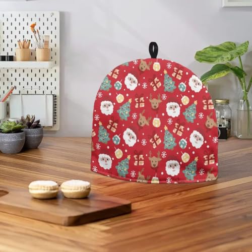 Image of Hudotybom Xmas Santan Claus Tea Pot Cozies Father Christmas Teapot Dust Cover Insulated Warmer Tea Cozies with Extra Thick Wadding