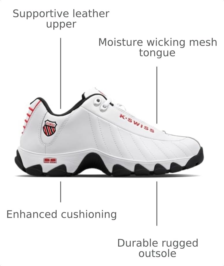 Image of K-Swiss Men's ST329 CMF Sneaker, Wide Tennis Walking Shoes Leather Upper