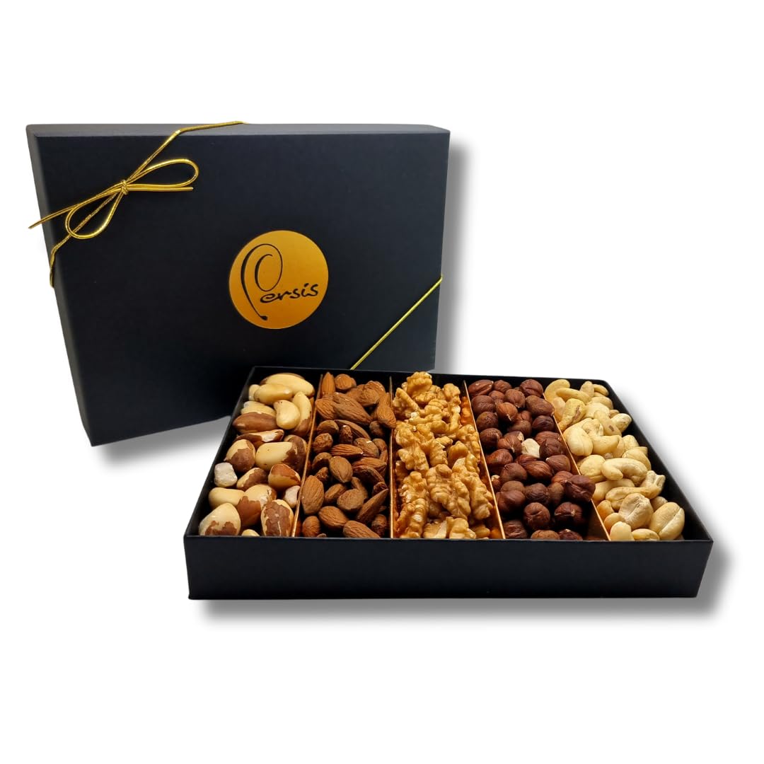 Persis Premium Raw Nuts Gift Box- Brazils, Almonds, Walnuts, Hazelnuts, Cashews - Luxurious Gift For Any Occasion.