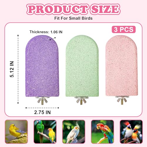 Image of Bird Beak Grinding Stone, 3PCS Parrots Perch, Multiple Colors Platform, Nails Beak Trimmer for Bird Cage Accessories for Parrots Budgie Cockatiel Conure Lovebird Finch