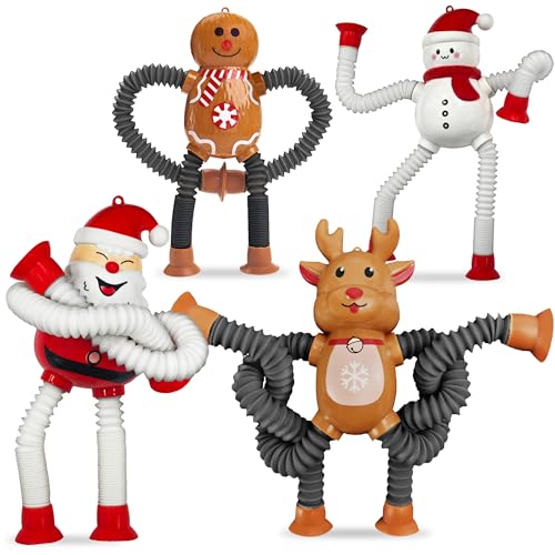 Chirstmas Pop Tube Stocking Stuffers Gifts for Toddlers GrandKids Sensory Fidgets Travel Toys Airplane Car Activities Toys Autism Toy for Children with Autistic Goodie Bag Stuffer Gift for Boy Age 3-8