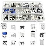 TOVOT 150 PCS USB 2.0 ,3.0 Type A Male Female Plug Connector Jack Socket Connector PBC Mounting Assortment Set