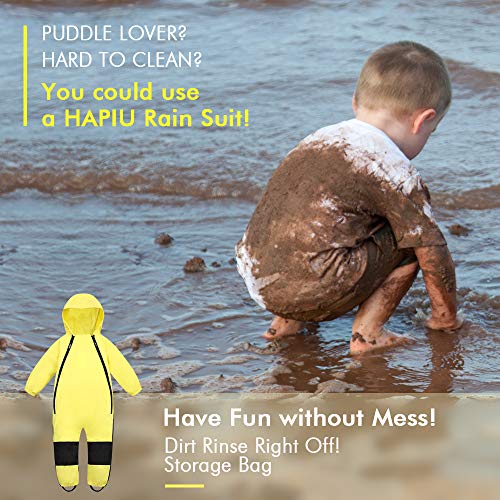 HAPIU Kids Toddler Rain Suit Muddy Buddy Waterproof Coverall,Yellow,2T,Original - Thumbnail 5