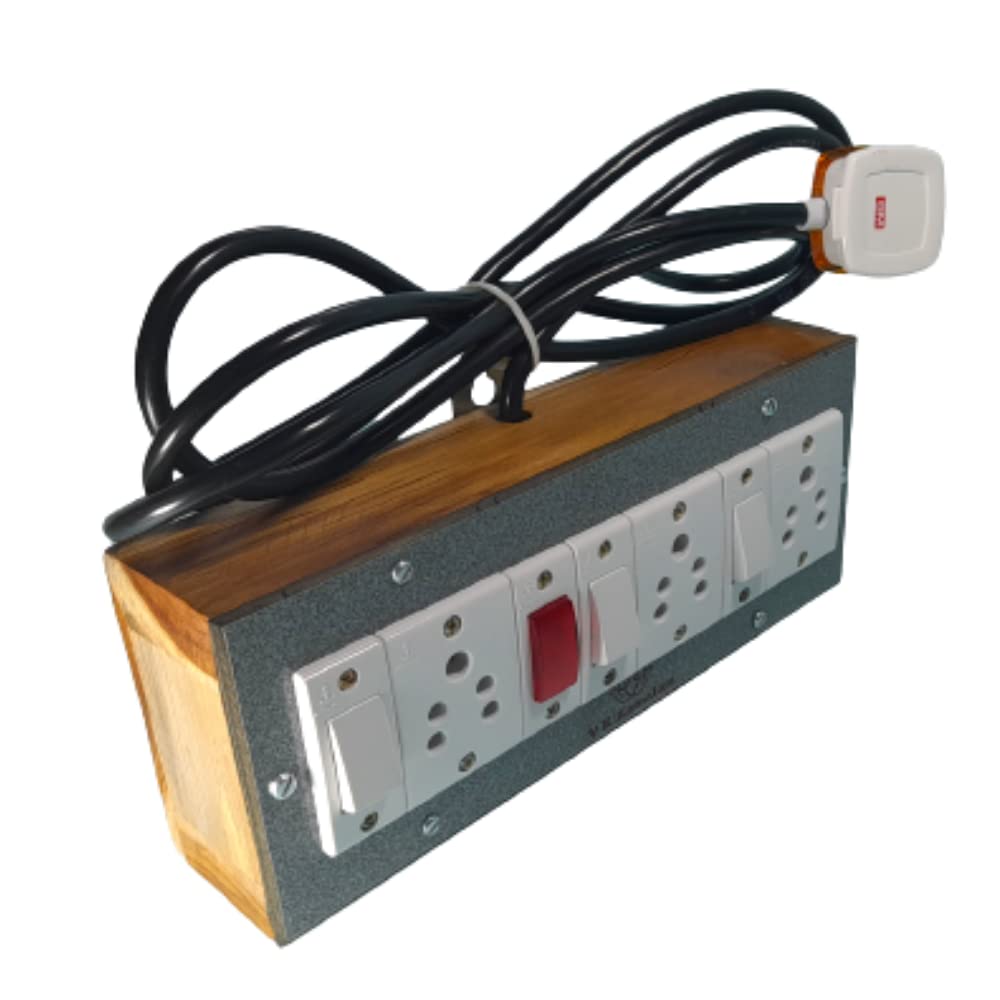 Buy V K Kamalam Heavy Duty16 AMP Power Wooden Extension Cord/Boards 3