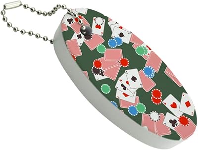 GRAPHICS & MORE Poker Chips and Ace Cards Pattern Floating Keychain Oval Foam Fishing Boat Buoy Key Float