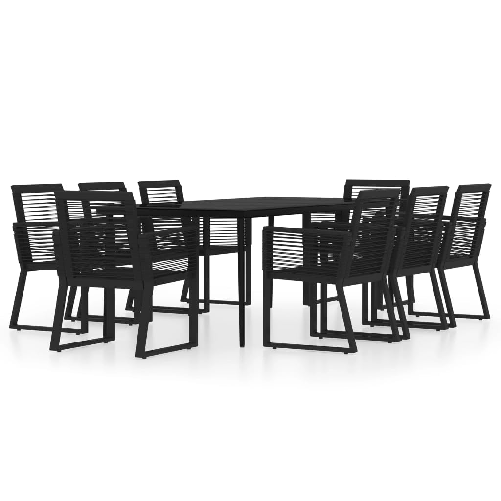Helloshop26 02_0014109 - Juego de comedor para jardín, muebles de exterior, 9 piezas, color negro