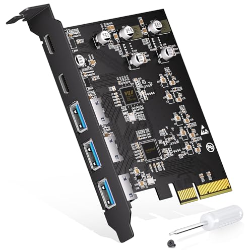 Image of 10Gbps PCIe USB 3.2 Gen 2 Card, 5-Port USB Expansion Card with 2 USB C & 3 USB-A Ports, PCI Express 3.0 x4 Adapter for Desktop PC, External SSD, VR Headset, Workstation, Data Transfer Only
