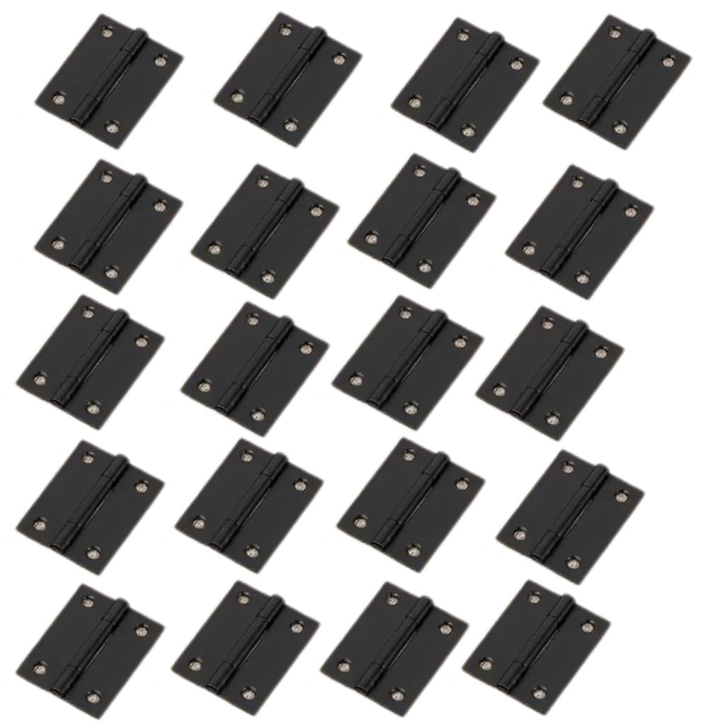 20 cerniere per porta 38 mm x 35 mm, cerniere in acciaio inox nero, cerniere interne ed esterne, utilizzate per porte, finestre, armadi, cassetti e scatole
