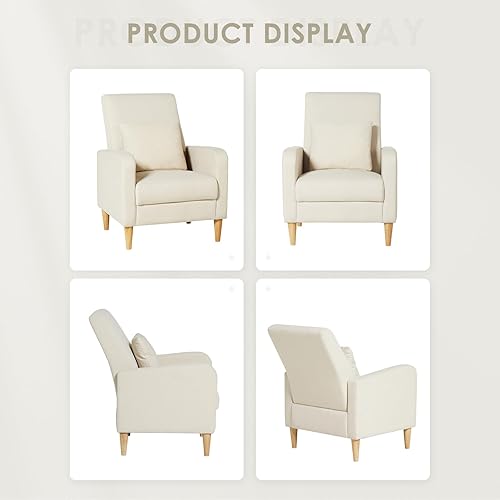 Miniatura 6 de COLAMY - Juego de 2 sillones tapizados de sherpa para sala de estar, sillón auxiliar de lectura, sofá individual con cojín para la espalda y patas
