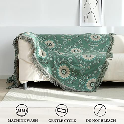 Image of LUTBM Boho Throw Blanket for Bed 60 inchx80 inch, 100% Cotton Soft Couch Blankets
