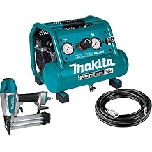 Makita MAC100QK1 Quiet Series 1/2 HP, 1 Gallon Compact, Oil-Free, Electric Air Compressor, and 18 Gauge Brad Nailer Combo Kit
