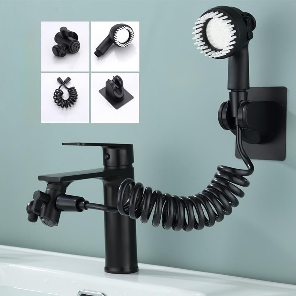 1x Angle Valve Bathroom Basin Faucet Extender Handheld Spray Kit