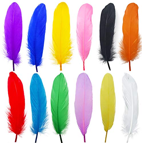 120 Pcs 6-8 Inch 12 Colorful Goose Feather For Crafts, Jewelry Making, Dream Catchers, Home Or Party Decorations #TOP5