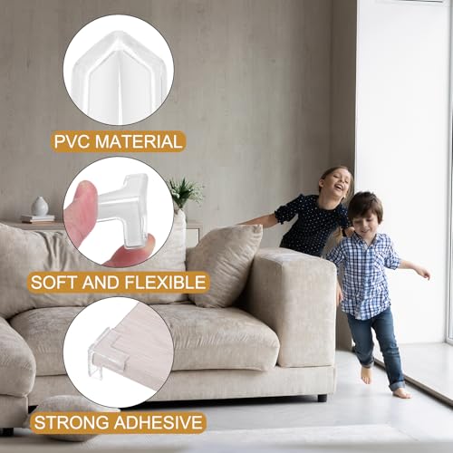 Image of uxcell Corner Protectors, 12 Pcs Table Corner Protectors, Furniture Corner Guard and Edges Safety Bumpers for Table Edges and Sharp Corners (T-Shaped, Clear)