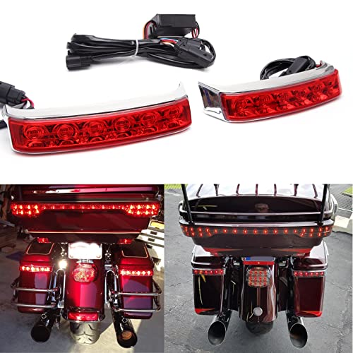 JMTBNO LED Motorcycle Saddlebag Brake Light Tail Light Running Lights Compatible with Harley Touring Electra Glide FLHTCU FLHTCUL FLHTK FLHTKL FLTRU FLHTKSE FLTRUSE (Chrome-Red) miniatura 3