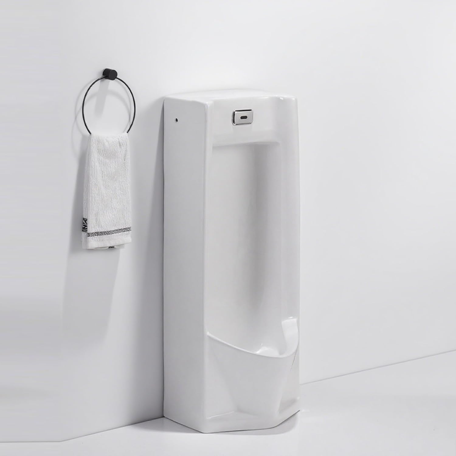 Ceramic Urinals for Men with Basin and Sensor Faucet, Wall Drainage Spill Proof Adult Urinal, Perfect for Bathrooms, Commercial Spaces, and Apartments