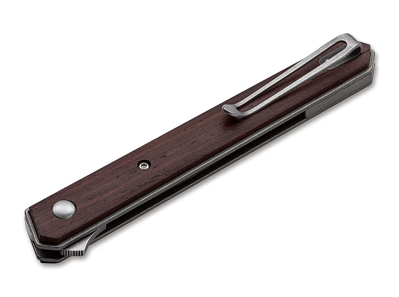 BÖKER PLUS Kwaiken Air - Minimalist and Ultra Light Weight EDC Pocket Knife, G10, Titanium, Cocobolo Handles, Designed by Lucas Burnley (Cocobolo)