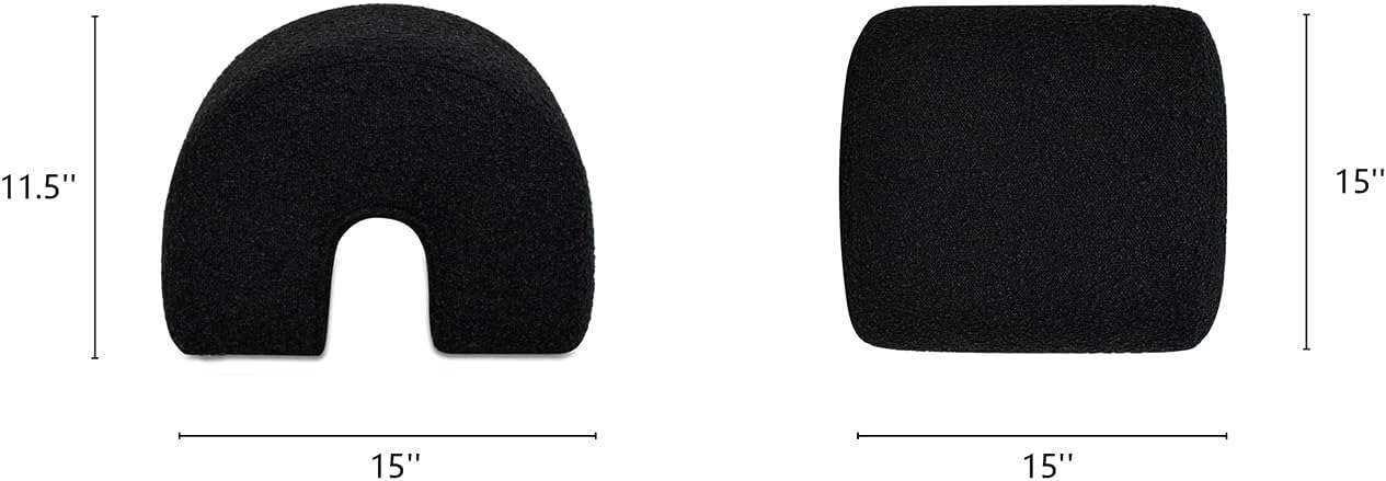 Jennifer Taylor Home Bridge 16" Arched Upholstered Footstool Ottoman, Ebony Black Boucle