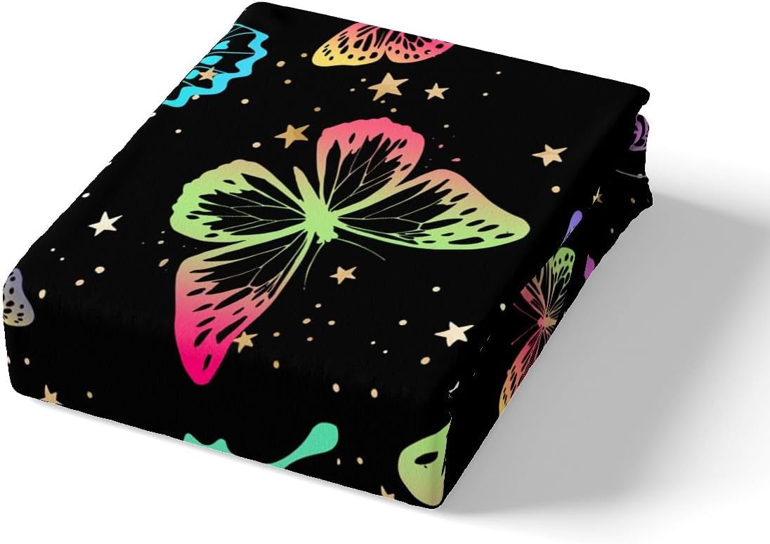 Erosebridal Butterfly Duvet Cover Queen Starry Sky Galaxy Colorful Ombre Butterflies Bedding Set for Kids Girls Teens Women Cartoon Quilt Cover Room Decor with 2 Pillow Cases