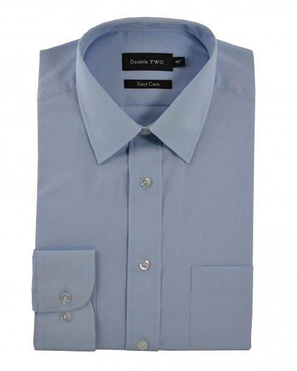 Double TWO Classic Cotton Blend Long Sleeved Shirt (3300) in Glacier Blue in (Collar 19.5/Chest 58-56")