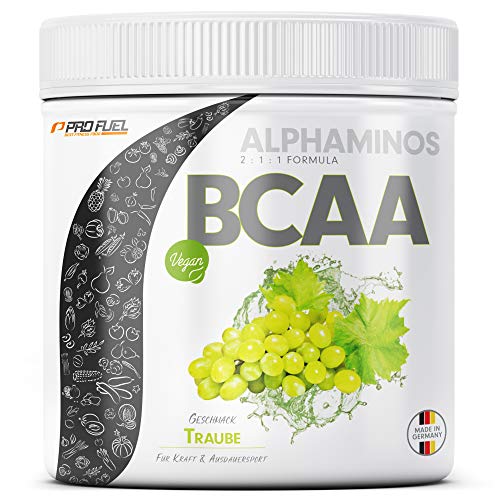 ALPHAMINOS BCAA Pulver 2:1:1 | TESTSIEGER | Das ORIGINAL von ProFuel | Essentielle Aminosäuren | Unfassbar leckerer Geschmack (Traube)