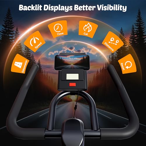 Exercise Bike Stationary Bikes for Home Cycling Bike Indoor Bike with Comfortable Seat Cushion LCD Monitor Silent Belt Drive 300 lbs Weight Capacity Heavy Flywheel - Image 5