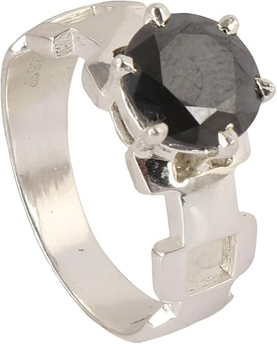 GEMHUB Black Moissanite 2 Carat 925 Sterling Silver Round Shape Stunning Womens 