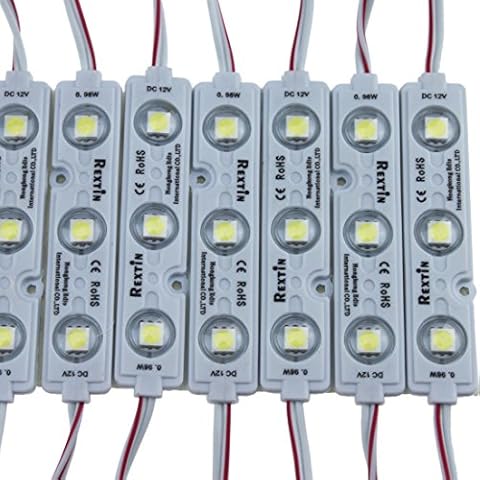 Rextin Super bright 200pcs 3 LED Module White 5050 SMD 66-72LM Each Module Waterproof Decorative Light for Letter Sign Advertising Signs with Tape Adhesive Backside Cover