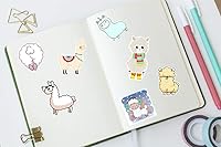 Vista 5 de Calcomanías de vinilo estéticas de llama para adolescentes y niñas, 50 unidades, mate, reutilizables, impermeables, lindas calcomanías de alpaca