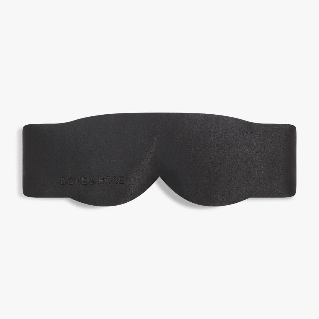 Dore & Rose Deep Sleep Mask, 100% Light Blocking Mulberry Silk Eye Mask (23 Momme) with Extra Room for Lashes, Reduces Eye Bags & Dark Circles, Adjustable Travel Sleep Mask for Men & Women (Black)