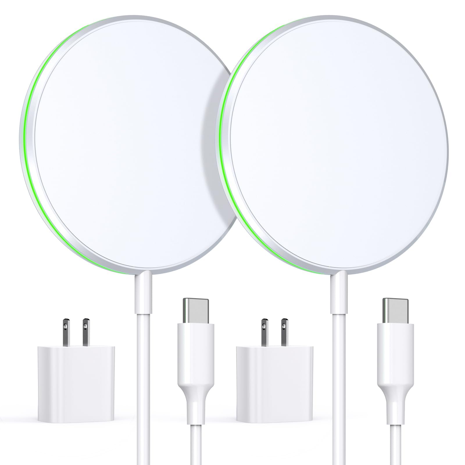 2 Pack Magnetic Wireless Charger 15W Apple Mag-Safe Charger with 20W Adapter for iPhone 16/15/14/13/12 Pro/Max/Plus/Mini AirPods 3/2/Pro 2/Pro Mag Safe Wireless Charging Pad with 5ft Charging Cable