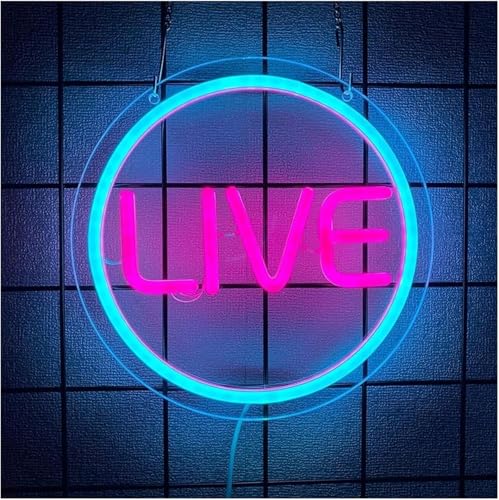 Lampe néon Live enseigne cercle bleu LED lumière dimmable