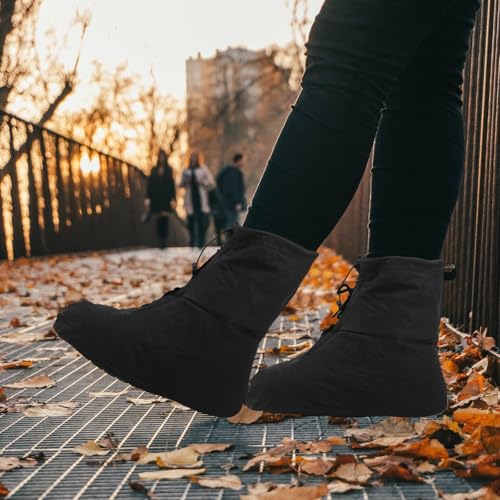 Abaodam Cubrezapatos Impermeables para Ciclismo de Exterior, Antideslizantes y Resistentes al Desgaste, con Cremallera, Negro XL para Clima Lluvioso y Paseos al Aire Libre miniatura 4